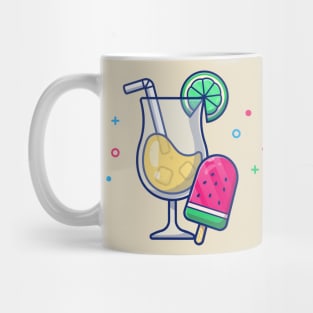 Lemon Juice With Watermelon Popsicle Cartoon Mug